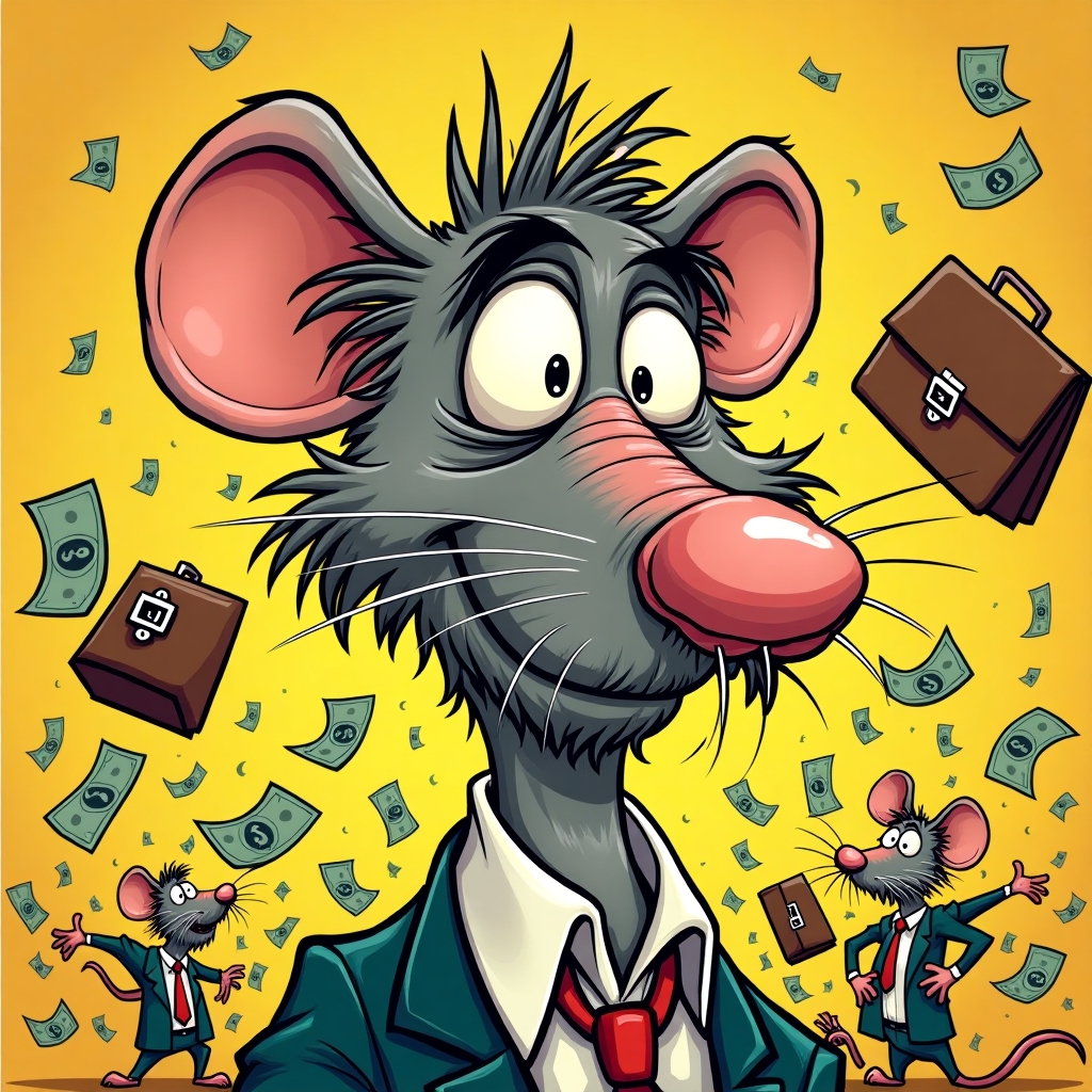 Cartoon image depicting the human rat race